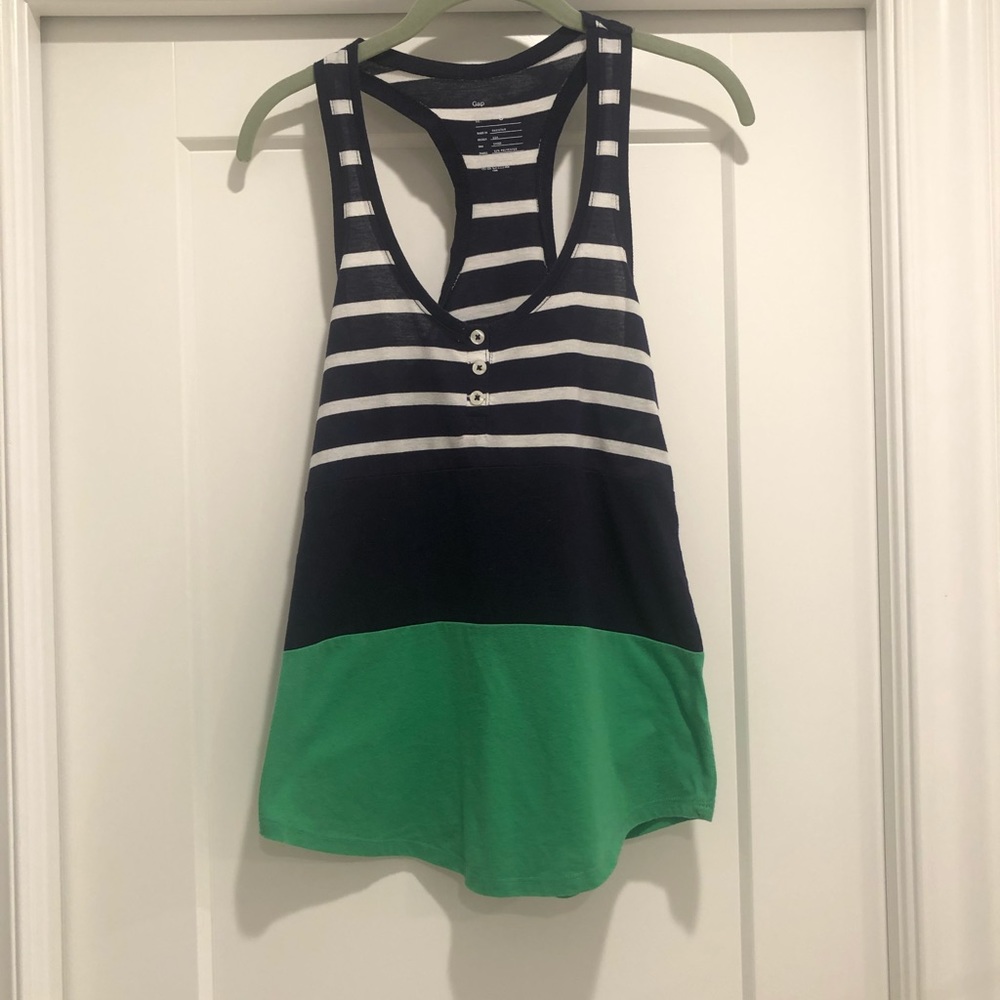 GAP stripe navy and green tank top